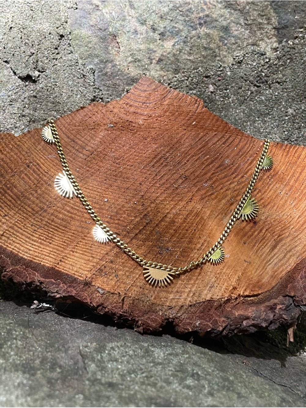 Gold Sunburst Charm Chain Necklace - Women Jewelry
